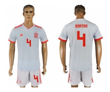 Spain #4 Bartra Away Soccer Country Jersey