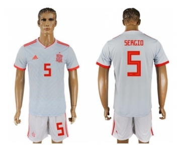 Spain #5 Sergio Away Soccer Country Jersey