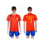 Spain #7 David Villa Home Soccer Country Jersey