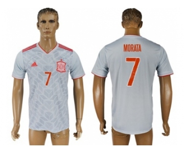 Spain #7 Morata Away Soccer Country Jersey1