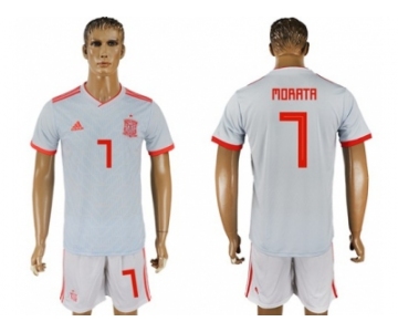 Spain #7 Morata Away Soccer Country Jersey