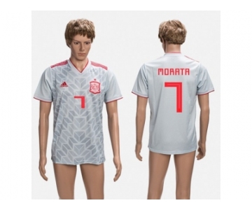 Spain #7 Morata Grey Training Soccer Country Jersey