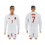 Spain #7 Morata White Away Long Sleeves Soccer Country Jersey