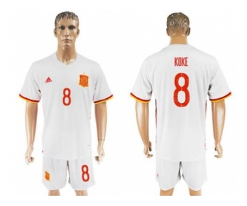 Spain #8 Koke Away Soccer Country Jersey