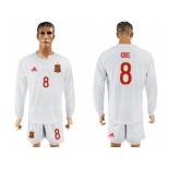 Spain #8 Koke White Away Long Sleeves Soccer Country Jersey