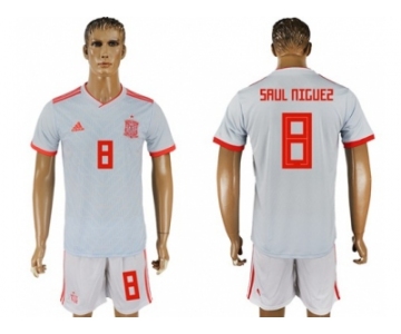 Spain #8 Saul Niguez Away Soccer Country Jersey