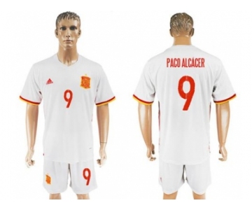 Spain #9 Paco Alcacer Away Soccer Country Jersey