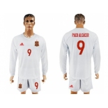 Spain #9 Paco Alcacer White Away Long Sleeves Soccer Country Jersey