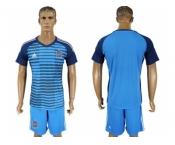 Spain Blank Blue Goalkeeper Soccer Country Jersey