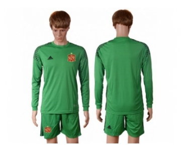 Spain Blank Green Goalkeeper Long Sleeves Soccer Country Jersey