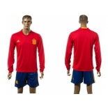 Spain Blank Red Home Long Sleeves Soccer Country Jersey