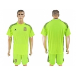 Spain Blank Shiny Green Goalkeeper Soccer Country Jersey