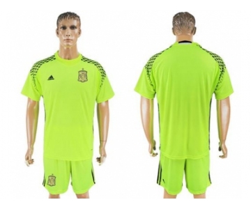 Spain Blank Shiny Green Goalkeeper Soccer Country Jersey