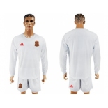 Spain Blank White Away Long Sleeves Soccer Country Jersey