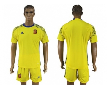 Spain Blank Yellow Goalkeeper Soccer Country Jersey