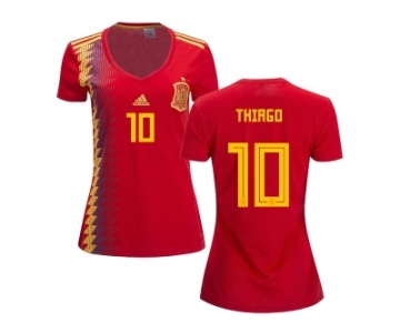 Women Spain #10 Thiago Red Home Soccer Country Jersey