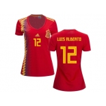 Women Spain #12 Luis Alberto Red Home Soccer Country Jersey