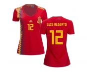 Women Spain #12 Luis Alberto Red Home Soccer Country Jersey