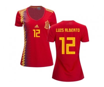 Women Spain #12 Luis Alberto Red Home Soccer Country Jersey