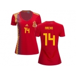 Women Spain #14 Nacho Red Home Soccer Country Jersey