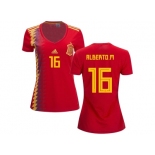 Women Spain #16 Alberto M. Red Home Soccer Country Jersey