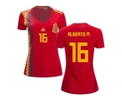 Women Spain #16 Alberto M. Red Home Soccer Country Jersey