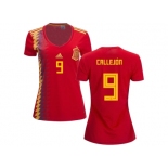 Women Spain #9 Callejon Red Home Soccer Country Jersey