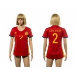 Women's Spain #2 Azpilicueta Red Home Soccer Country Jersey