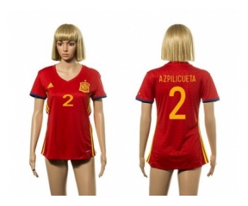 Women's Spain #2 Azpilicueta Red Home Soccer Country Jersey