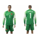 Turkey #1 Babacan Green Goalkeeper Long Sleeves Soccer Country Jersey