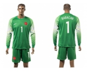 Turkey #1 Babacan Green Goalkeeper Long Sleeves Soccer Country Jersey