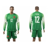 Turkey #12 Tekin Green Goalkeeper Long Sleeves Soccer Country Jersey