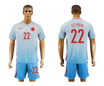 Turkey #22 Oztekin Away Soccer Country Jersey