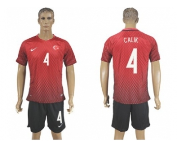 Turkey #4 Calik Home Soccer Country Jersey