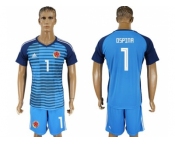 Colombia #1 Ospina Blue Goalkeeper Soccer Country Jersey