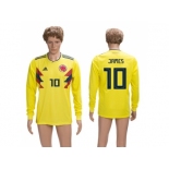 Colombia #10 James Home Long Sleeves Soccer Country Jersey