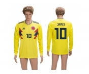 Colombia #10 James Home Long Sleeves Soccer Country Jersey