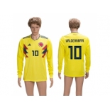 Colombia #10 Valderrama Home Long Sleeves Soccer Country Jersey