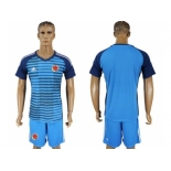 Colombia Blank Blue Goalkeeper Soccer Country Jersey