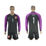 Holland #1 Zoet Black Goalkeeper Long Sleeves Soccer Country Jersey