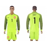 Holland #1 Zoet Green Long Sleeves Goalkeeper Soccer Country Jersey