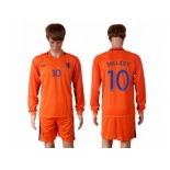 Holland #10 Sneijder Home Long Sleeves Soccer Country Jersey