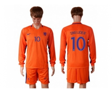 Holland #10 Sneijder Home Long Sleeves Soccer Country Jersey