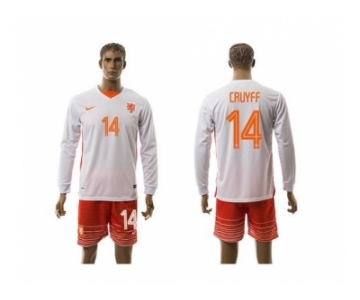 Holland #14 Cruyff Away Long Sleeves Soccer Country Jersey