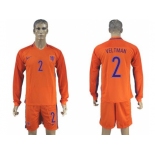 Holland #2 Veltman Home Long Sleeves Soccer Country Jersey