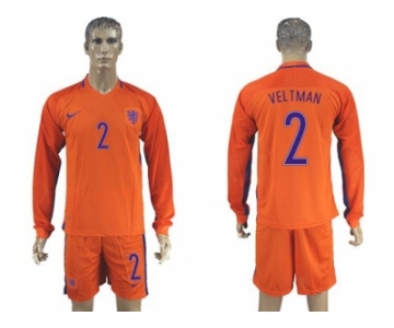 Holland #2 Veltman Home Long Sleeves Soccer Country Jersey