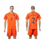 Holland #2 Veltman Home Soccer Country Jersey