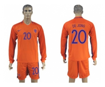 Holland #20 De Jong Home Long Sleeves Soccer Country Jersey