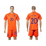 Holland #20 De Jong Home Soccer Country Jersey