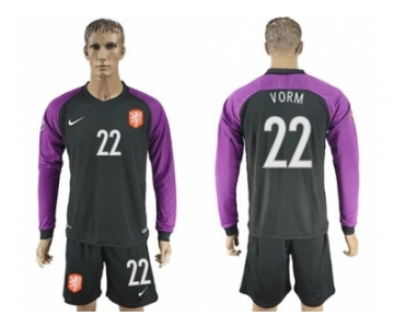 Holland #22 Vorm Black Goalkeeper Long Sleeves Soccer Country Jersey